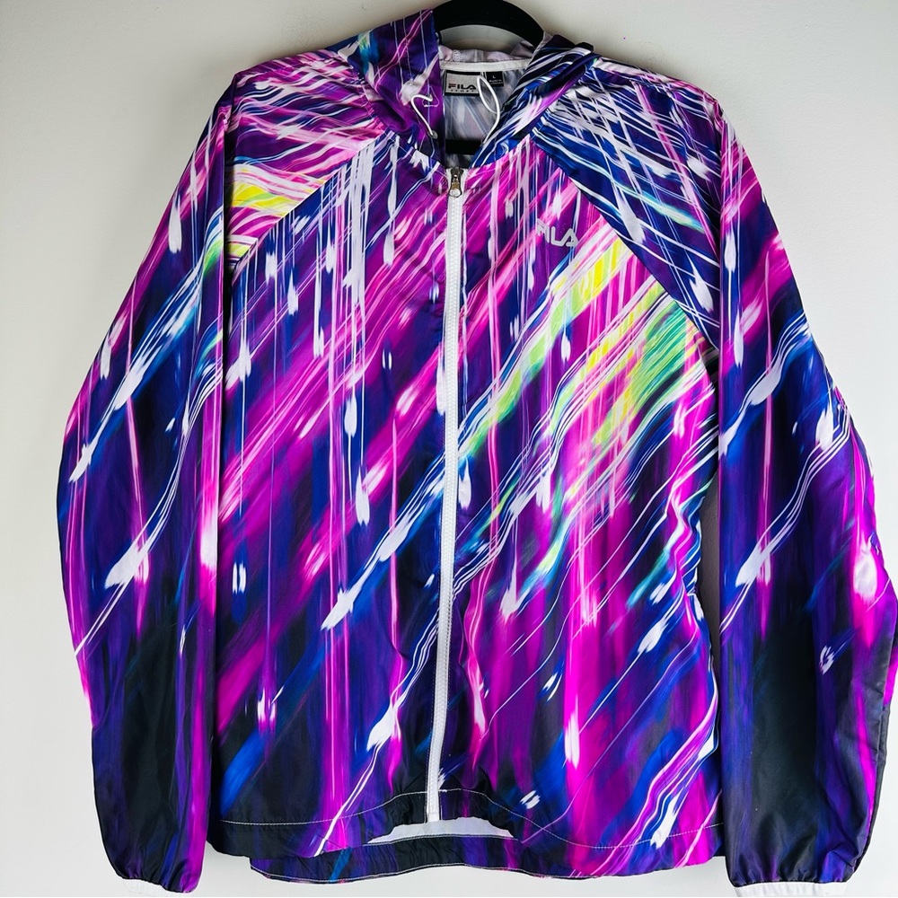 FILA Sport Full Zip Jacket‎ Running Women L Long Sleeve Purple Athletic.C167